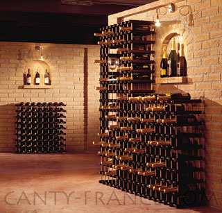 Casiers � vins CANTY pour le rangement des bouteilles de vin ou champagne, Syst�me modulaire pour am�nagement de caves - par 12 bouteilles de vin � superposer ou en c�te � c�te.