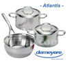 Set de d�part Demeyere s�rie de luxe ATLANTIS avec faitouts 18 et 20cm ainsi qu&rsquo;une sauteuse conique de 20cm - convient pour tous feux dont INDUCTION - acier Inox 
