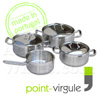 Set de d�part batterie de cuisine avec trois casseroles et un po&ecirc;lon tous feux dont INDUCTION - acier Inox - marque Point-Virgule 