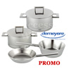 Set de d�part Demeyere s�rie de luxe JOHN PAWSON avec faitouts 18 et 20cm et 1 sauteuse conique de 20cm ainsi qu&rsquo;une po�le � frire 24cm - convient pour tous feux dont INDUCTION - acier Inox 