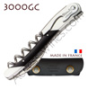 Sommelier Ch�teau Laguiole GRAND CRU 3000GC - manche corne noire  mitres et d�capsuleur inox brillant - vrille inox filet�e - &eacute;tui cuir noir 