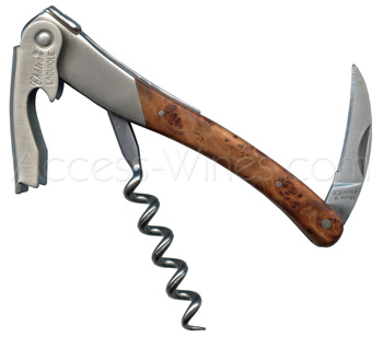 Ch&acirc;teau Laguiole, manche en bois du Parc du Ch&acirc;teau de Versailles, Le Lys Royal est grav&eacute; sur le dos du d&eacute;capsuleur