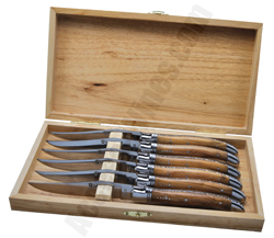 Coffret Ch�ne de 6 couteaux Laguiole olivier