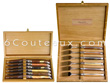 Coffret cadeau de 6 couteaux laguiole + Coffret de 6 fourchettes laguiole livr�s en coffrets ch�ne verni