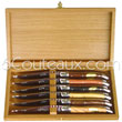 Coffret cadeau de 6 couteaux laguiole - Lame en acier inox �paisseur: 2.5 mm livr� en coffret ch�ne verni