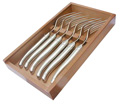 Coffret cadeau de 6 fourchettes laguiole en acier inoxydable monobloc  Convient pour lave-vaisselle livr� en coffret bois verni avec couvercle &agrave; glissi&egrave;res transparent