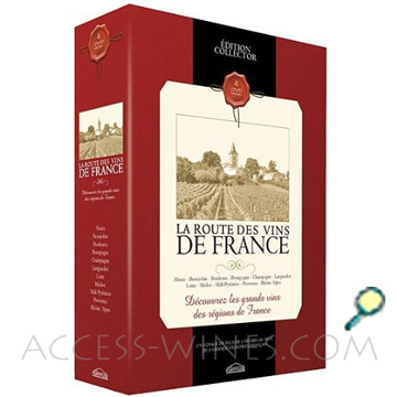 Vins de France, La route des vins de France en DVD, 
Alsace, Bordeaux, Rh�ne Alpes, Provence, Loire, Bourgogne, Beaujolais, Midi Pyr�n�es, Champagne, Languedoc, M�doc, voyagez dans les plus beaux vignobles et terroirs de France ! D�couvrez, vignoble par vignoble, les plus belles routes du vin de France : les diff�rents c�pages, m�thodes de production et vinification, des interviews exclusives, conseils de choix et d�gustation, des recettes compl�tes et leurs accords, des astuces de sommelier.
	